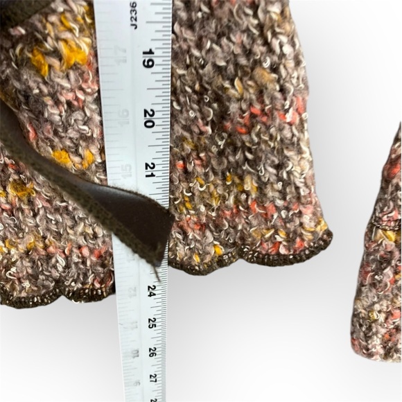 🇫🇷 Vtg Sharagano Paris Brown Faux Fur Collar Belted Wool Blend Sweater | M - Picture 10 of 11